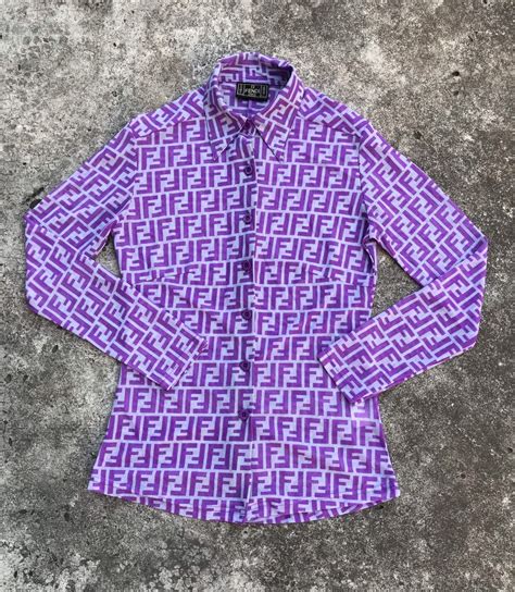 fendi purple shirt|Fendi denim shirt.